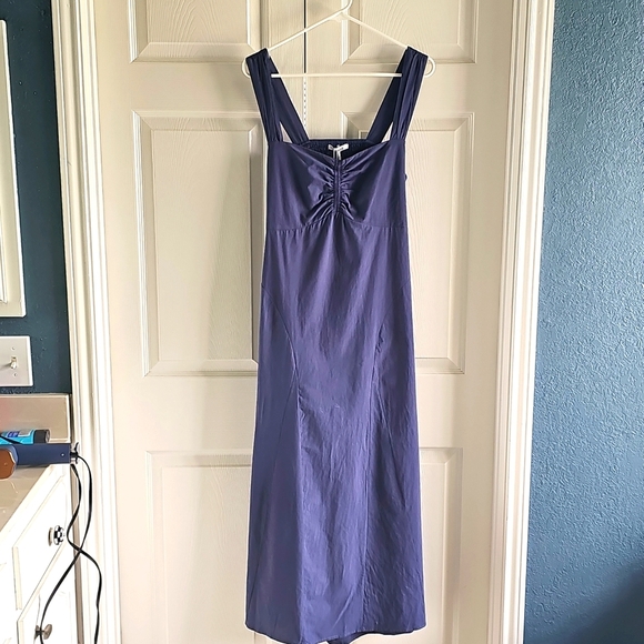 NWT Stitchdrop Bae Shore Sleeveless Midi Dress Flared Smocked Back BLUE Large - Picture 5 of 12